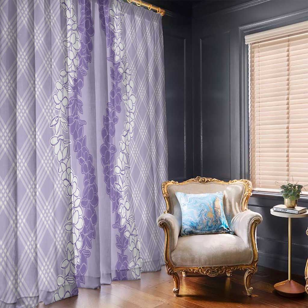 Hawaii Aloha Plumeria Lei Lavender Palaka Window Curtain - Polynesian Pride