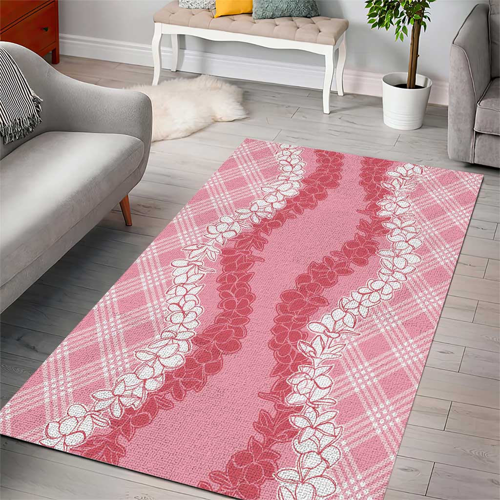 Hawaii Aloha Plumeria Lei Pink Palaka Area Rug - Polynesian Pride