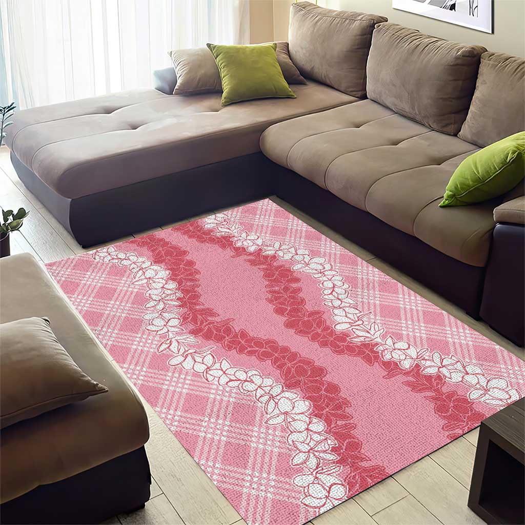 Hawaii Aloha Plumeria Lei Pink Palaka Area Rug - Polynesian Pride