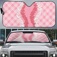 Hawaii Aloha Plumeria Lei Pink Palaka Auto Sun Shade - Polynesian Pride