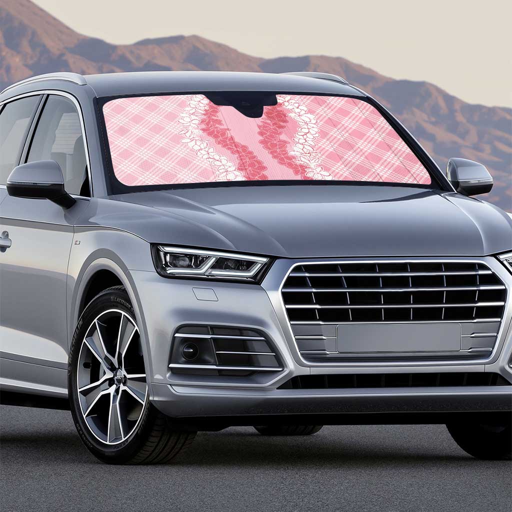 Hawaii Aloha Plumeria Lei Pink Palaka Auto Sun Shade - Polynesian Pride