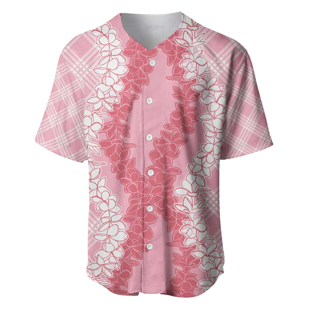 Hawaii Aloha Plumeria Lei Pink Palaka Baseball Jersey - Polynesian Pride