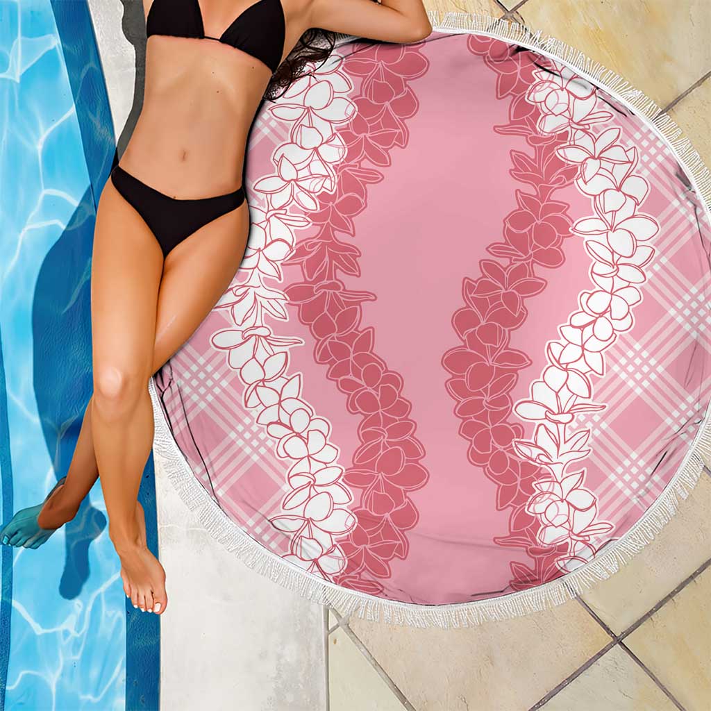 Hawaii Aloha Plumeria Lei Pink Palaka Beach Blanket - Polynesian Pride