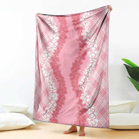 Hawaii Aloha Plumeria Lei Pink Palaka Blanket - Polynesian Pride