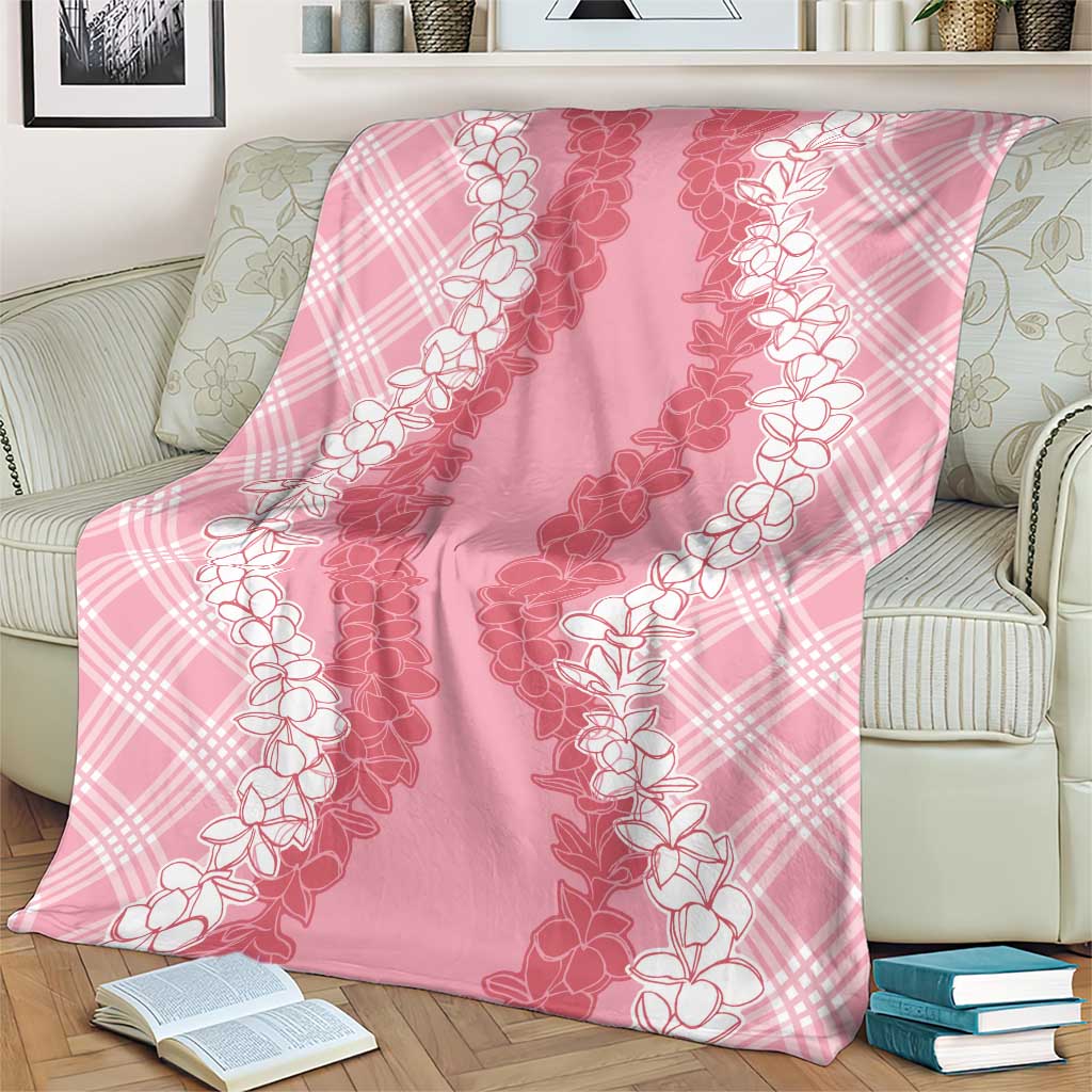 Hawaii Aloha Plumeria Lei Pink Palaka Blanket - Polynesian Pride