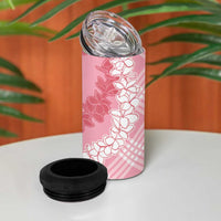 Hawaii Aloha Plumeria Lei Pink Palaka 4 in 1 Can Cooler Tumbler - Polynesian Pride
