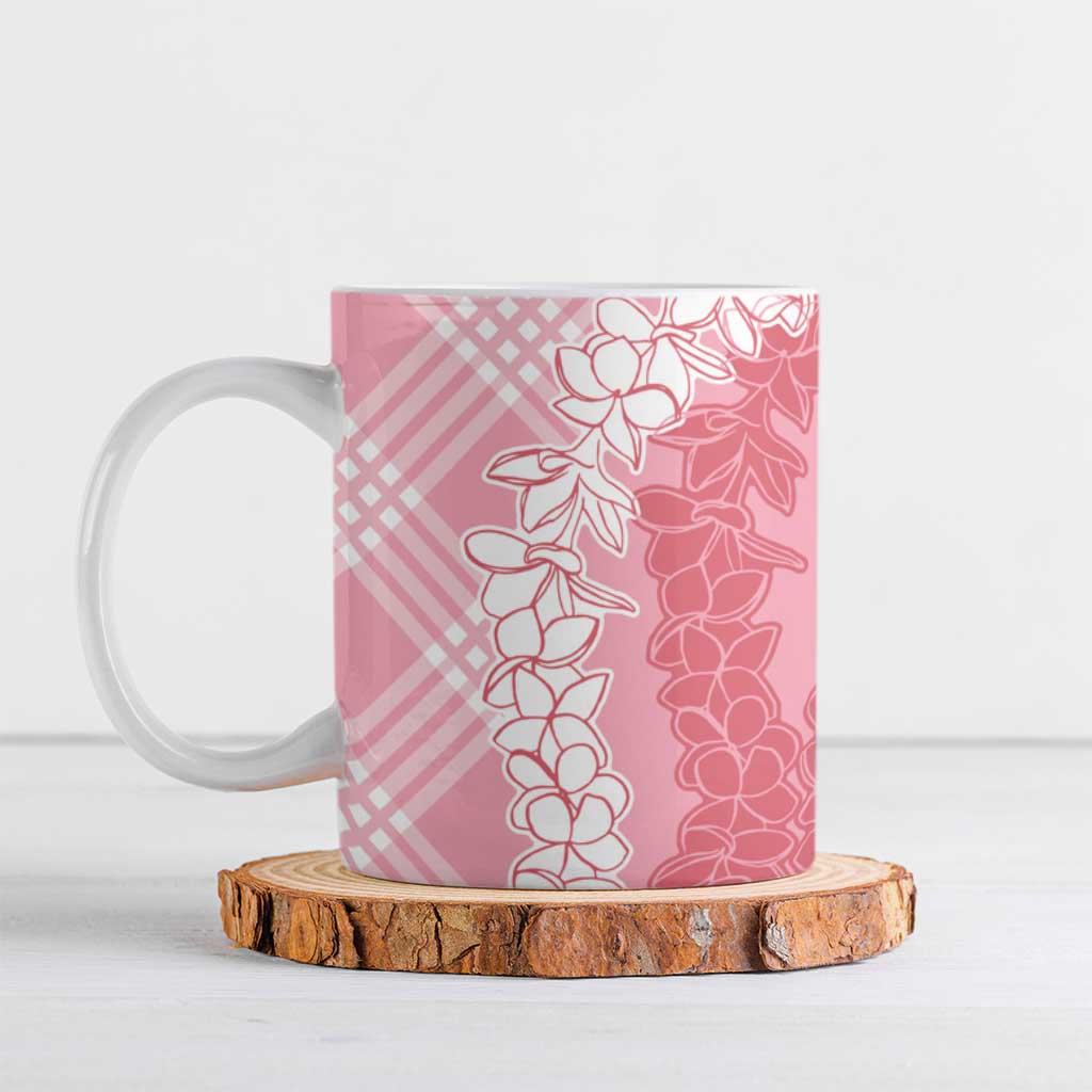 Hawaii Aloha Plumeria Lei Pink Palaka Ceramic Mug - Polynesian Pride
