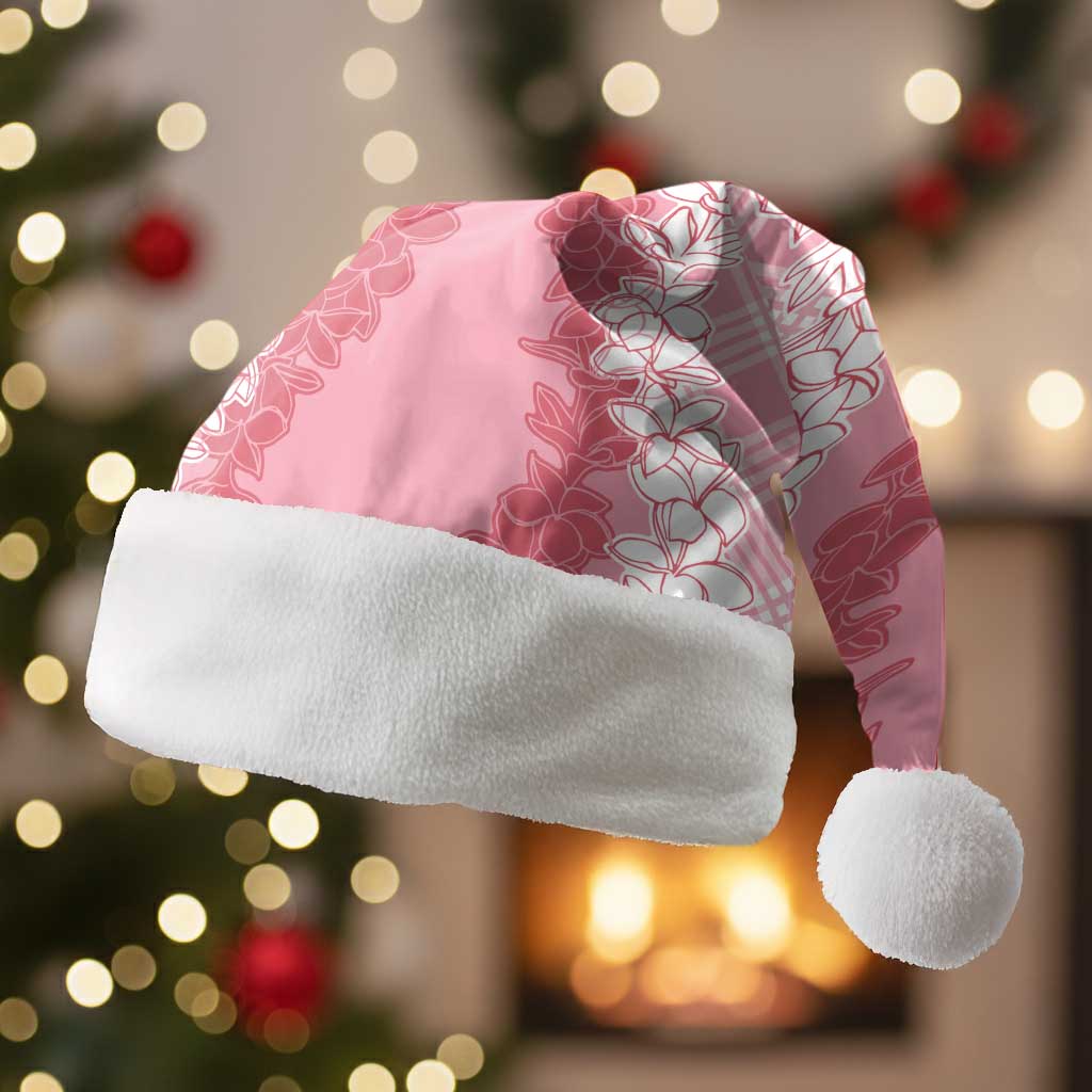 Hawaii Aloha Plumeria Lei Pink Palaka Christmas Santa Hat - Polynesian Pride
