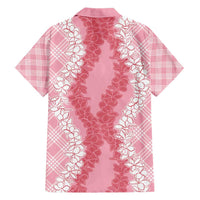 Hawaii Aloha Plumeria Lei Pink Palaka Family Matching Short Sleeve Bodycon Dress and Hawaiian Shirt - Polynesian Pride