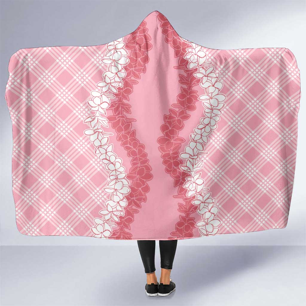 Hawaii Aloha Plumeria Lei Pink Palaka Hooded Blanket - Polynesian Pride