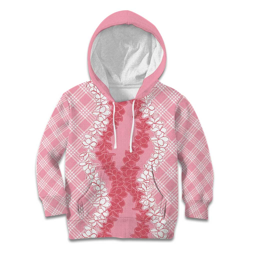 Hawaii Aloha Plumeria Lei Pink Palaka Kid Hoodie - Polynesian Pride