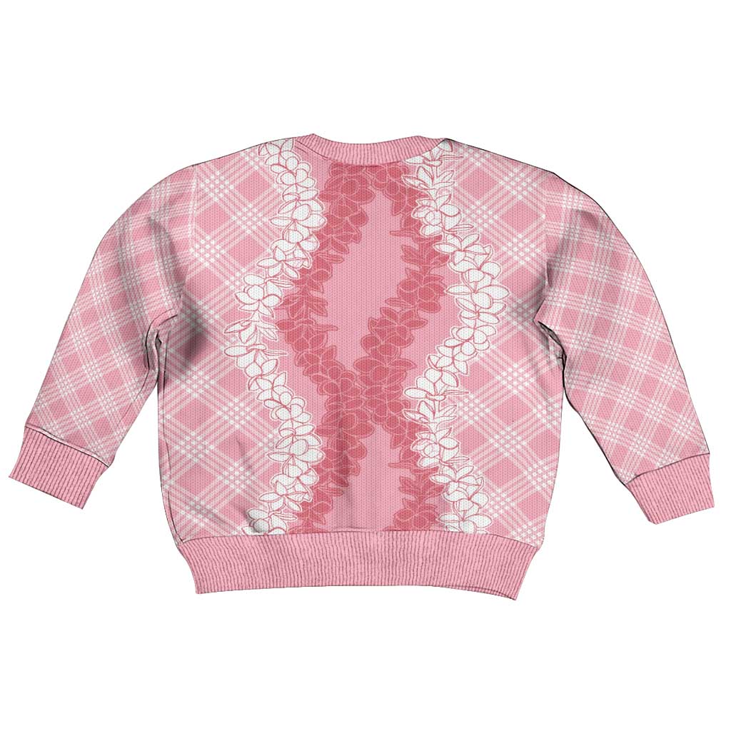 Hawaii Aloha Plumeria Lei Pink Palaka Kid Ugly Christmas Sweater - Polynesian Pride