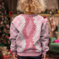 Hawaii Aloha Plumeria Lei Pink Palaka Kid Ugly Christmas Sweater - Polynesian Pride