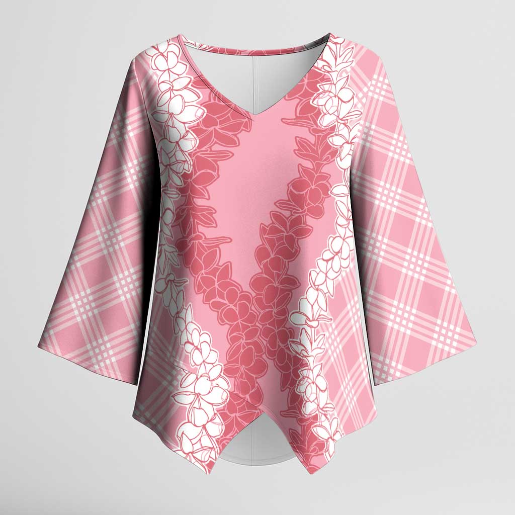 Hawaii Aloha Plumeria Lei Pink Palaka Kimono Sleeve Blouse - Polynesian Pride