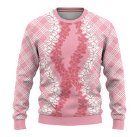 Hawaii Aloha Plumeria Lei Pink Palaka Ugly Christmas Sweater - Polynesian Pride