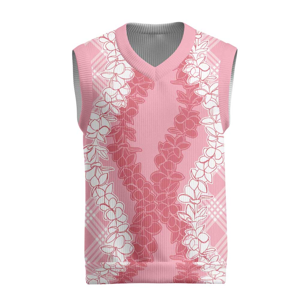 Hawaii Aloha Plumeria Lei Pink Palaka Christmas Knitted V-Neck Vest LT7 Pink - Polynesian Pride