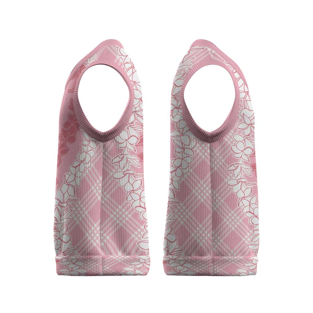 Hawaii Aloha Plumeria Lei Pink Palaka Christmas Knitted V-Neck Vest LT7 - Polynesian Pride