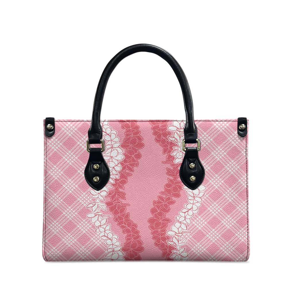 Hawaii Aloha Plumeria Lei Pink Palaka Leather Bag - Polynesian Pride