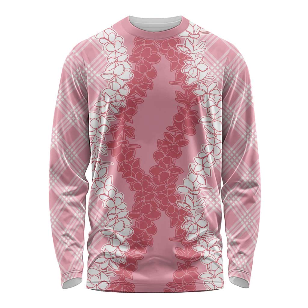 Hawaii Aloha Plumeria Lei Pink Palaka Long Sleeve Shirt - Polynesian Pride