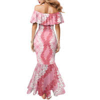 Hawaii Aloha Plumeria Lei Pink Palaka Mermaid Dress - Polynesian Pride