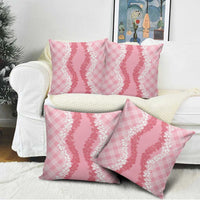 Hawaii Aloha Plumeria Lei Pink Palaka Pillow Cover - Polynesian Pride