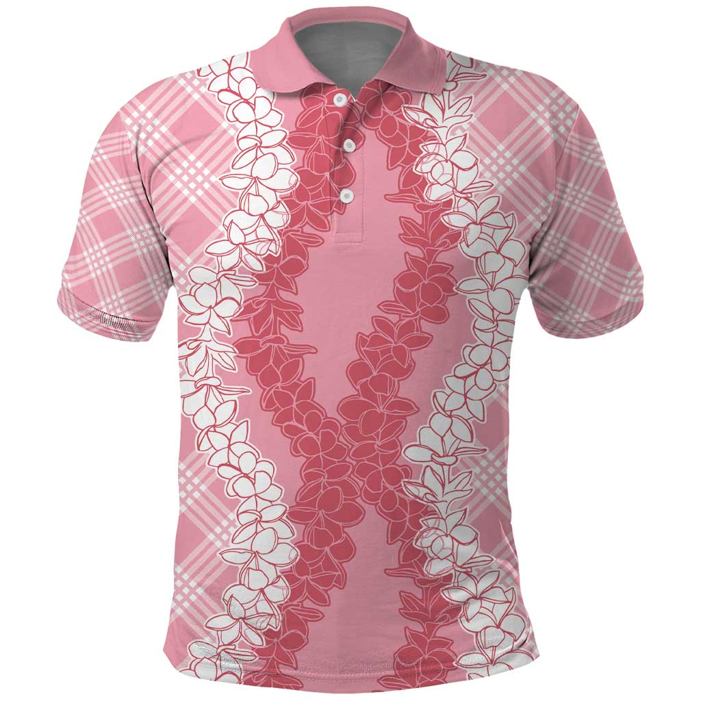 Hawaii Aloha Plumeria Lei Pink Palaka Polo Shirt - Polynesian Pride