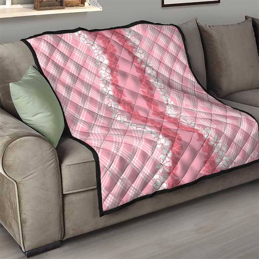 Hawaii Aloha Plumeria Lei Pink Palaka Quilt - Polynesian Pride