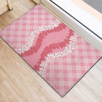 Hawaii Aloha Plumeria Lei Pink Palaka Rubber Doormat - Polynesian Pride