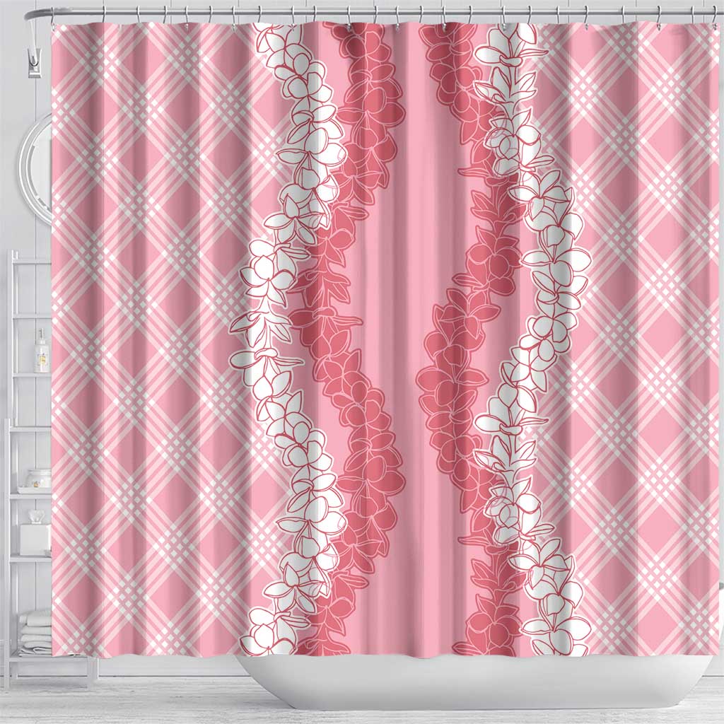 Hawaii Aloha Plumeria Lei Pink Palaka Shower Curtain - Polynesian Pride