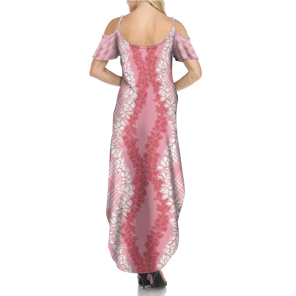 Hawaii Aloha Plumeria Lei Pink Palaka Summer Maxi Dress - Polynesian Pride