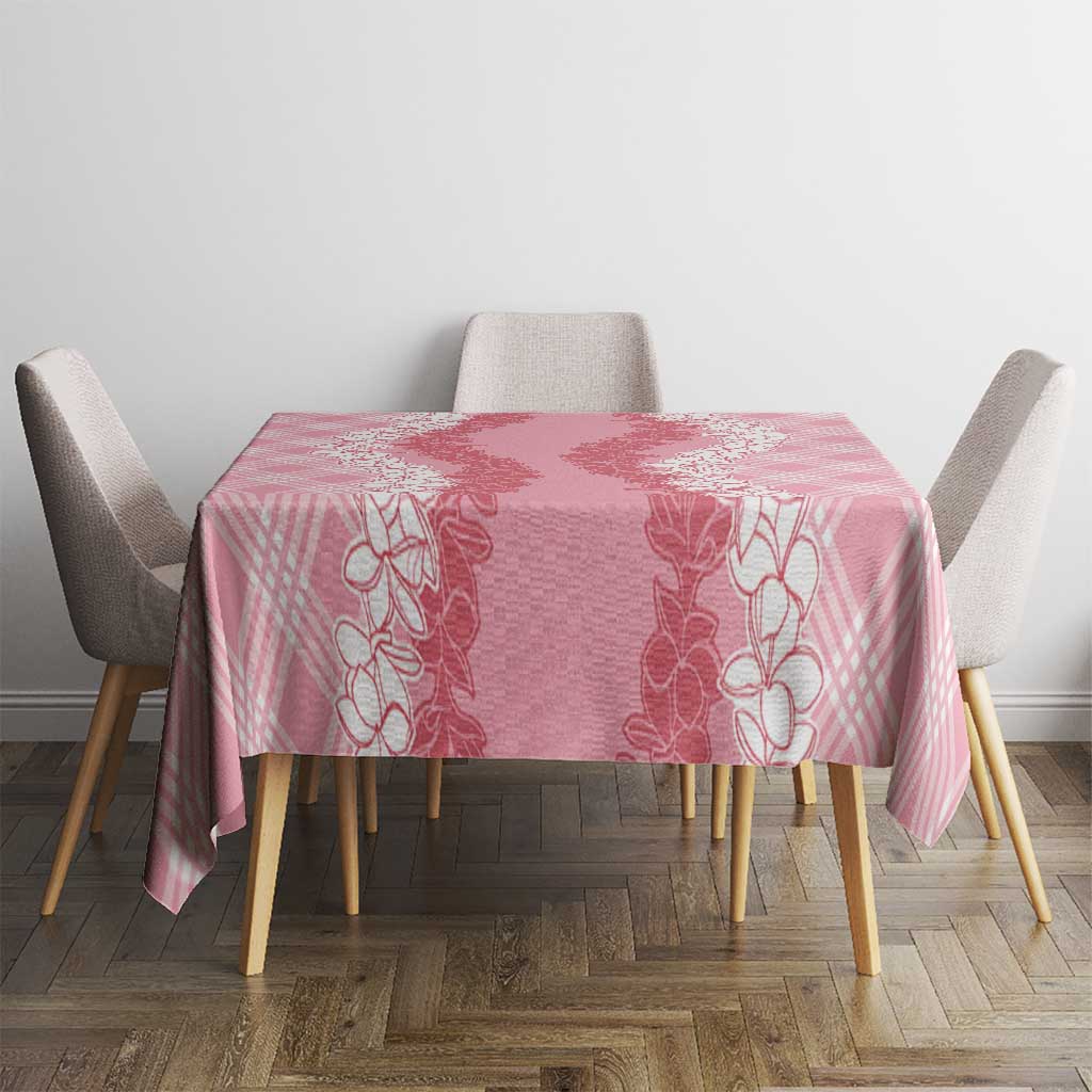 Hawaii Aloha Plumeria Lei Pink Palaka Tablecloth - Polynesian Pride