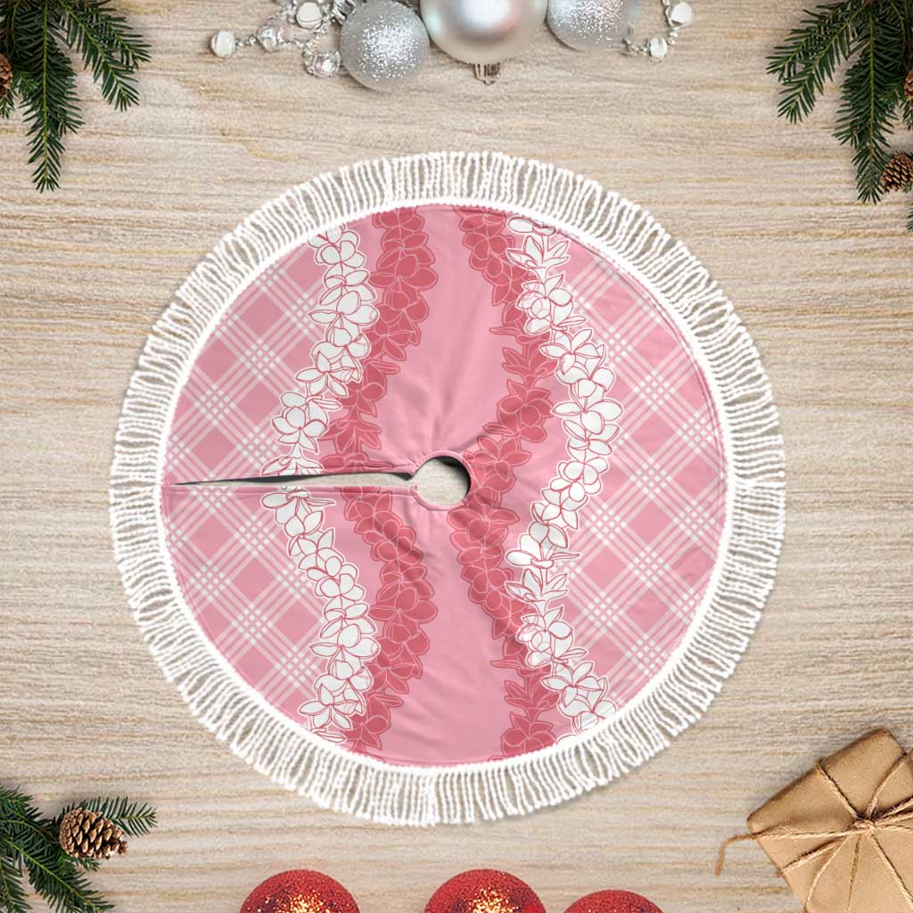Hawaii Aloha Plumeria Lei Pink Palaka Tree Skirt LT7 Fringed Pink - Polynesian Pride
