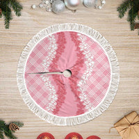 Hawaii Aloha Plumeria Lei Pink Palaka Tree Skirt LT7 Fringed Pink - Polynesian Pride