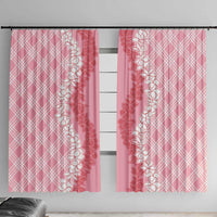 Hawaii Aloha Plumeria Lei Pink Palaka Window Curtain - Polynesian Pride