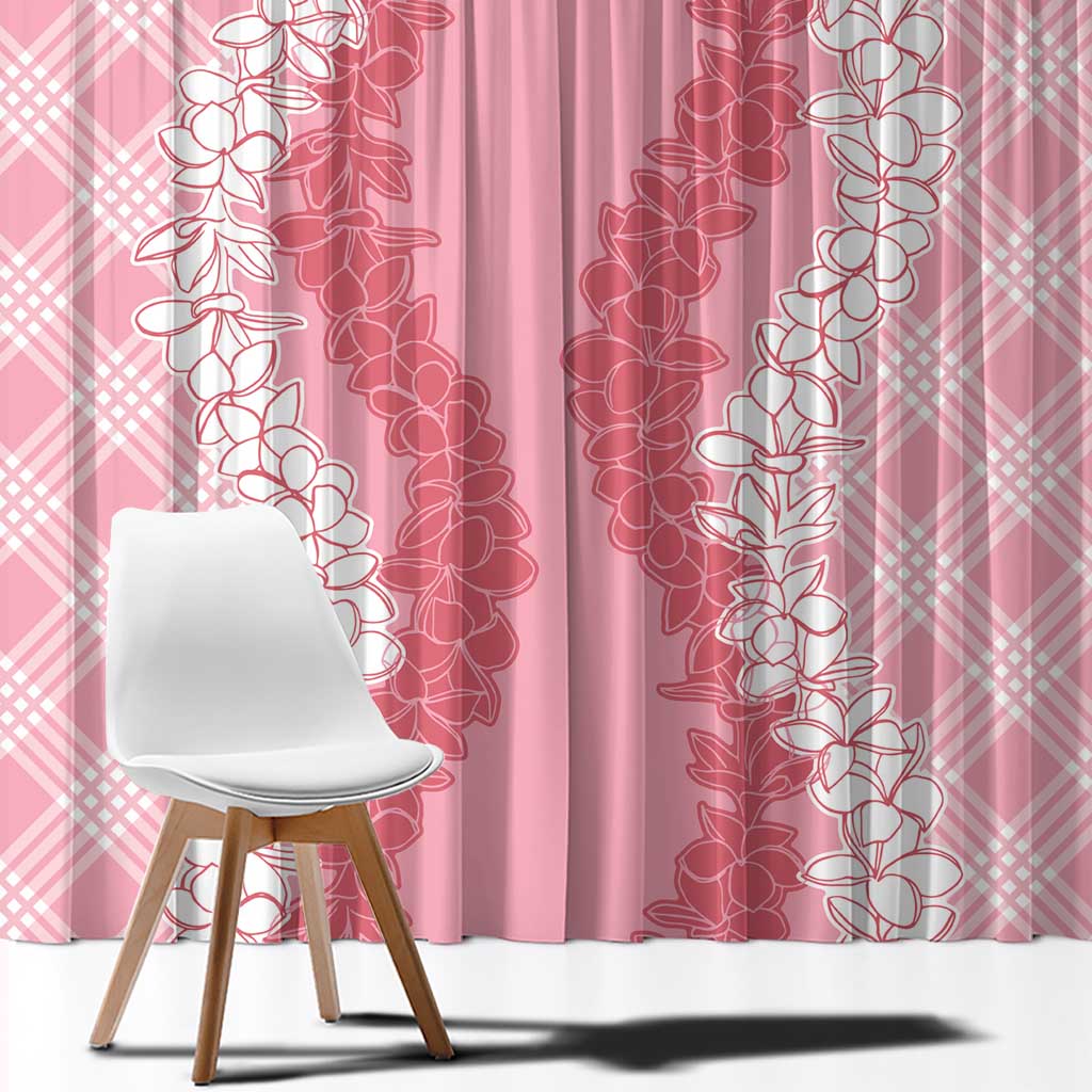 Hawaii Aloha Plumeria Lei Pink Palaka Window Curtain - Polynesian Pride