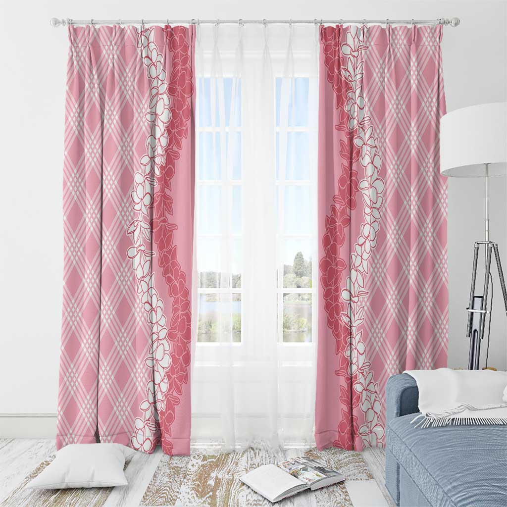 Hawaii Aloha Plumeria Lei Pink Palaka Window Curtain - Polynesian Pride