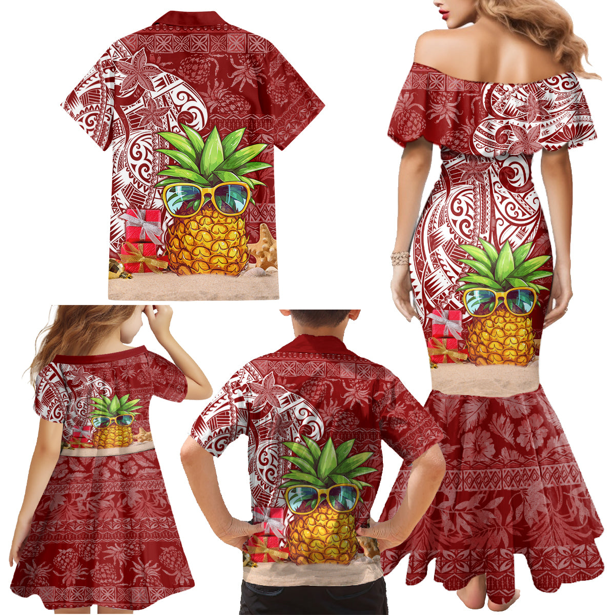 Mele Kalikimaka Hawaii Christmas Family Matching Mermaid Dress and Hawaiian Shirt Pineapple Party LT7 - Polynesian Pride