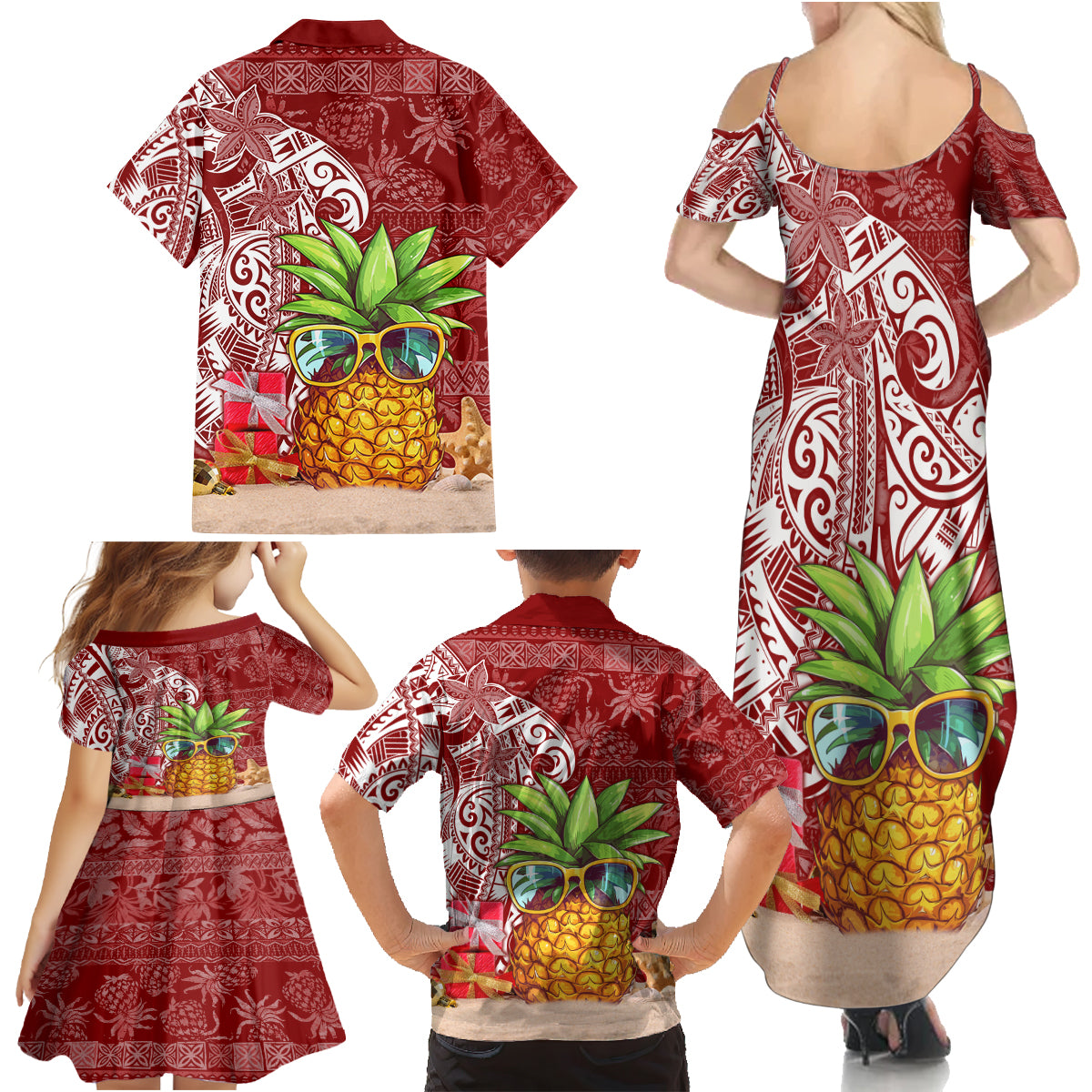 Mele Kalikimaka Hawaii Christmas Family Matching Summer Maxi Dress and Hawaiian Shirt Pineapple Party LT7 - Polynesian Pride