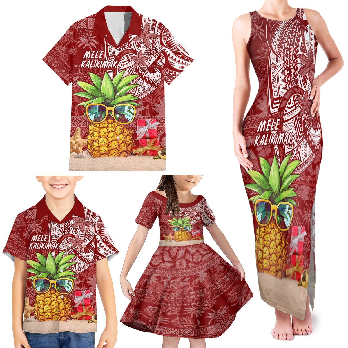 Mele Kalikimaka Hawaii Christmas Family Matching Tank Maxi Dress and Hawaiian Shirt Pineapple Party LT7 - Polynesian Pride