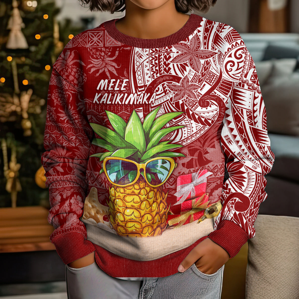 Mele Kalikimaka Hawaii Christmas Kid Ugly Christmas Sweater Pineapple Party LT7 - Polynesian Pride