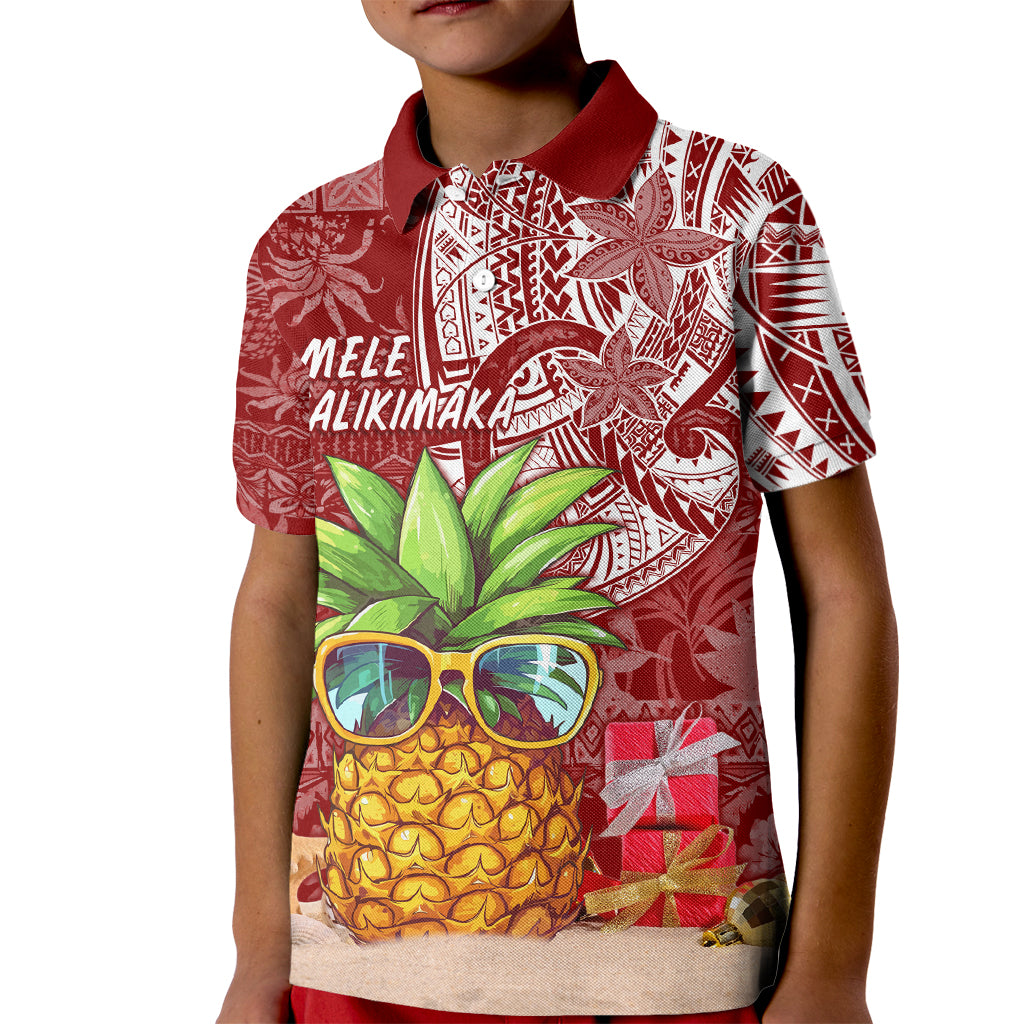 Mele Kalikimaka Hawaii Christmas Kid Polo Shirt Pineapple Party LT7 Kid Red - Polynesian Pride