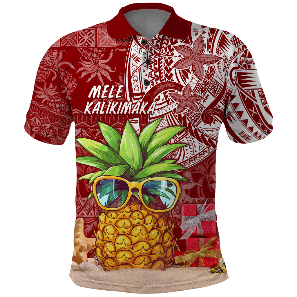 Mele Kalikimaka Hawaii Christmas Polo Shirt Pineapple Party LT7 Red - Polynesian Pride