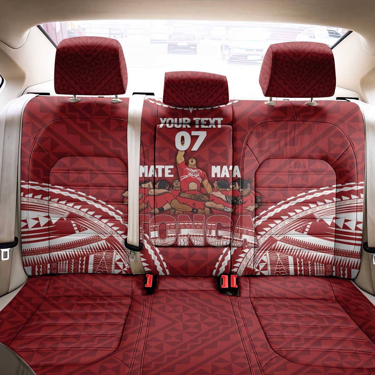 Personalized Mate Maa Tonga Rugby Back Car Seat Cover Ofa Atu Tonga