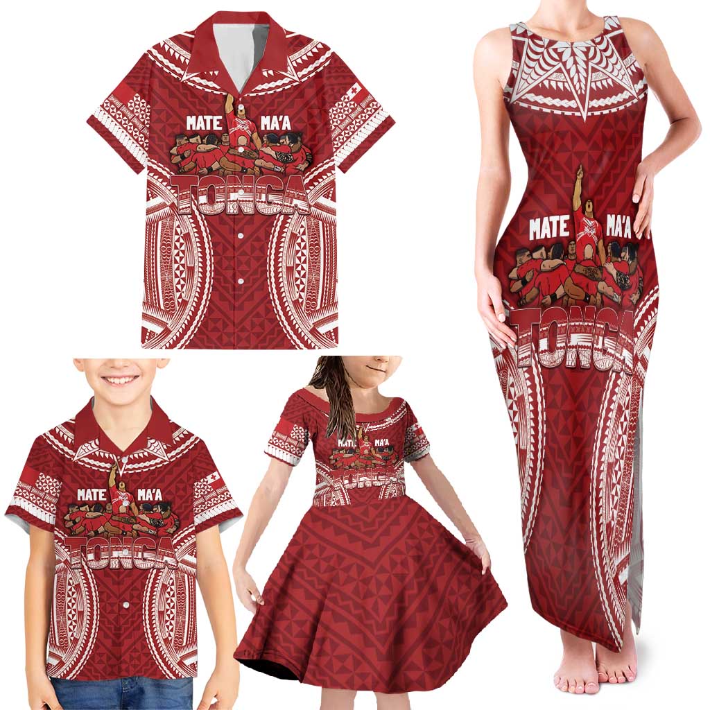 Personalized Mate Maa Tonga Rugby Family Matching Tank Maxi Dress and Hawaiian Shirt Ofa Atu Tonga