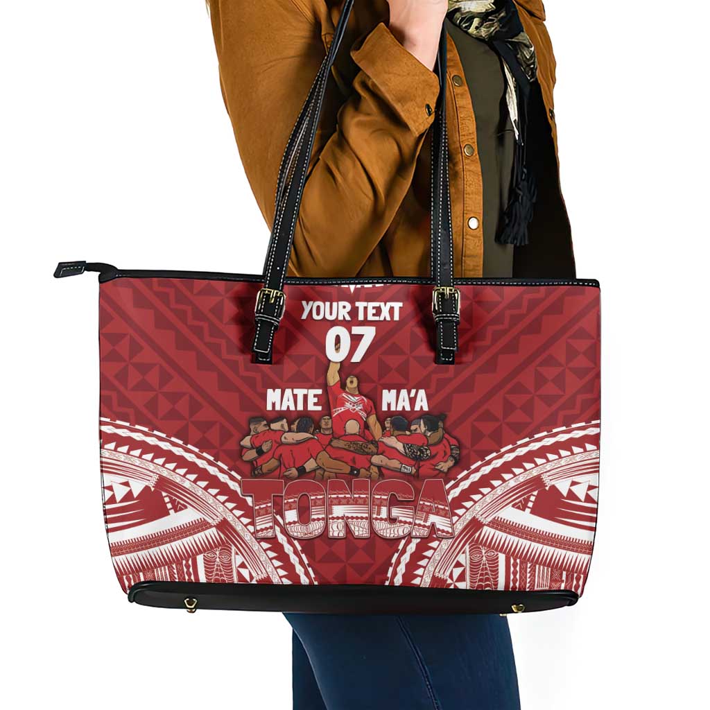Personalized Mate Maa Tonga Rugby Leather Tote Bag Ofa Atu Tonga