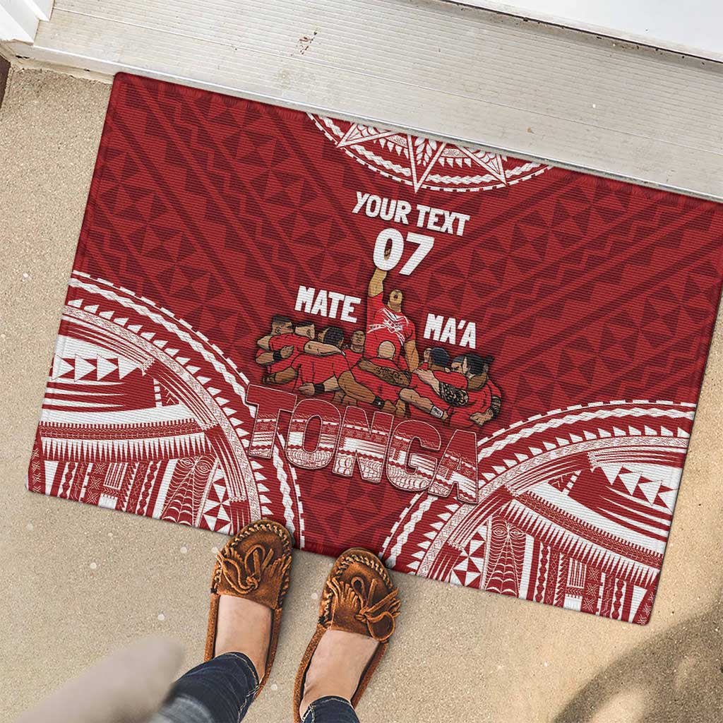 Personalized Mate Maa Tonga Rugby Rubber Doormat Ofa Atu Tonga