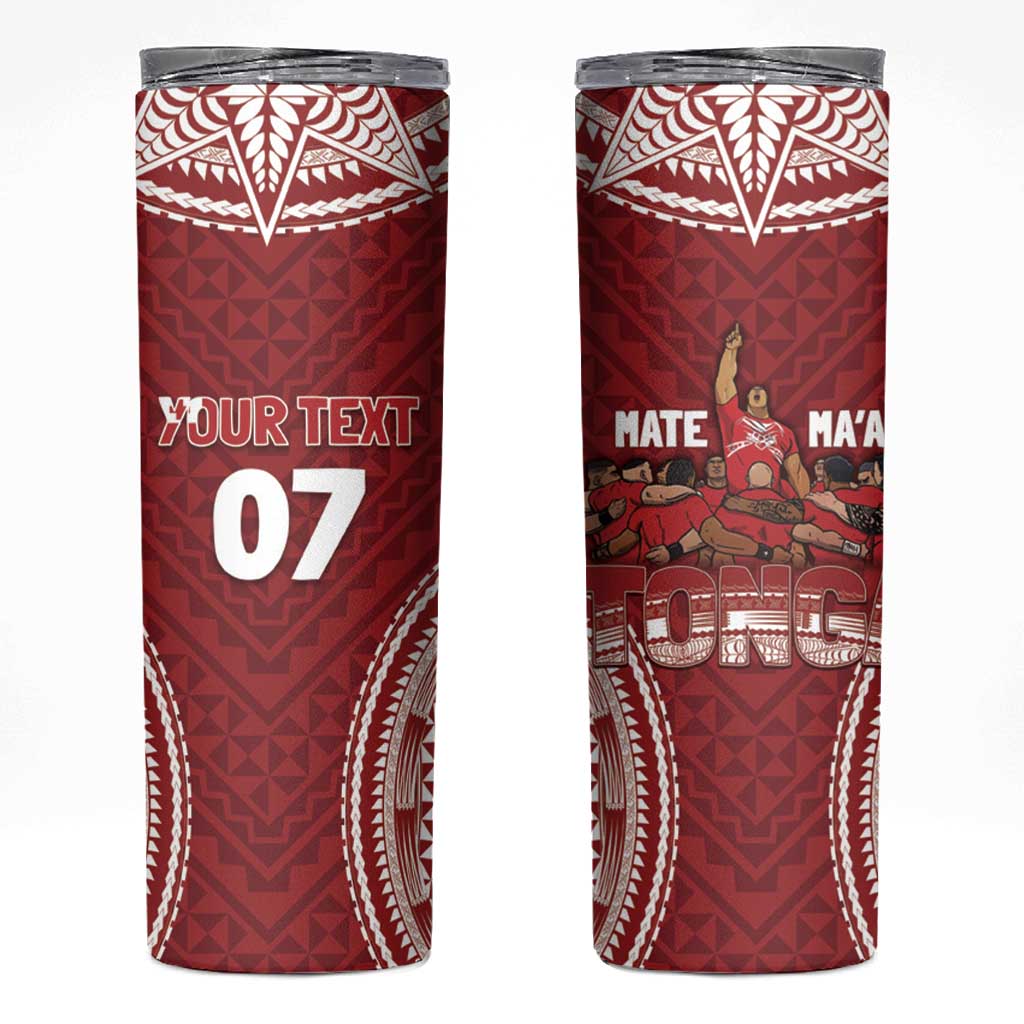 Personalized Mate Maa Tonga Rugby Skinny Tumbler Ofa Atu Tonga