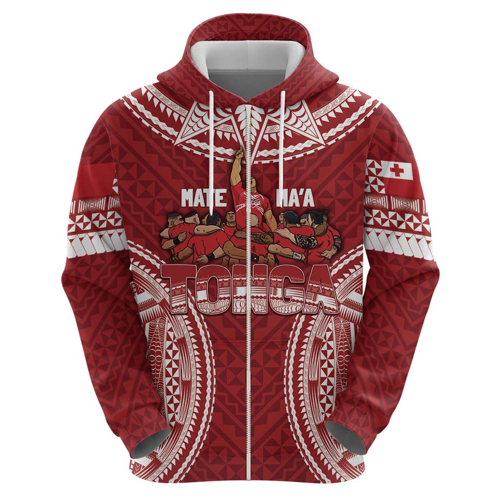 Personalized Mate Maa Tonga Rugby Zip Hoodie Ofa Atu Tonga