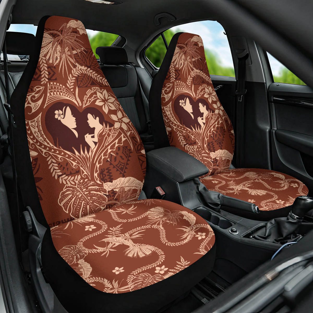 Hawaii Plumeria Car Seat Cover Hau'oli la Makuahine Sunburned LT7 One Size Brown - Polynesian Pride