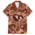 Hawaii Plumeria Family Matching Off Shoulder Maxi Dress and Hawaiian Shirt Hau'oli la Makuahine Sunburned LT7 Dad's Shirt - Short Sleeve Brown - Polynesian Pride